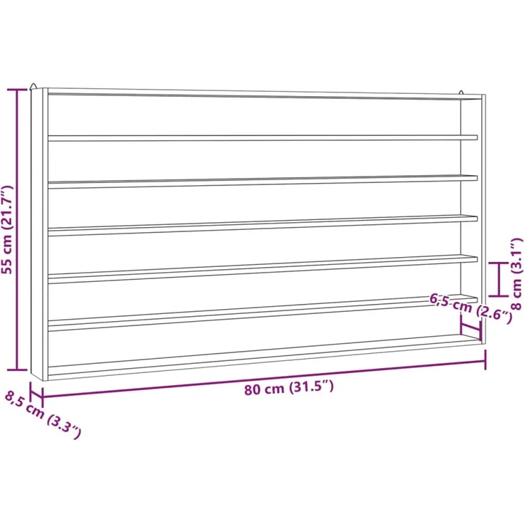 vidaXL Sammlervitrine aus Holz mit 6 Regalen 80x8,5x55 cm 4017383 – Bild 8