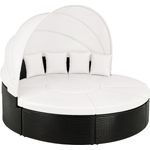 CASARIA® Sonnenliege Sonneninsel 230cm XXL Extra Groß Wetterfest Mit Dach & 4 Kissen Relaxliege Gartenmöbel Set Auflagen Gartenliege Outdoor Polyrattan