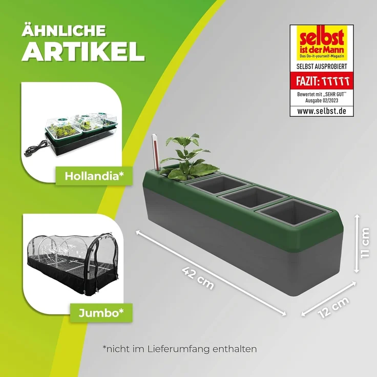 BioGreen Fensterbank-Kräuterbeet Provence Kunststoff 42 x 12 x 11 cm grau-grün – Bild 5