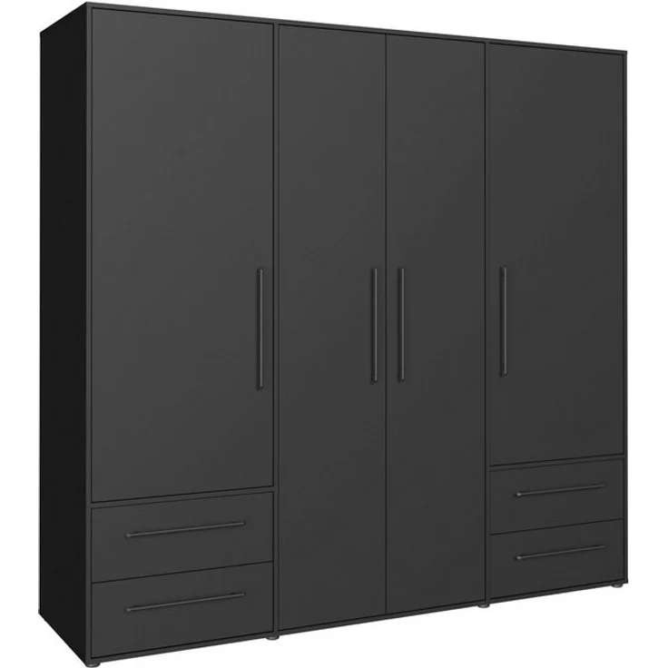 Forte 'MOKKARO' Kleiderschrank, Schwarz, 206 x 200 x 60 cm – Bild 4