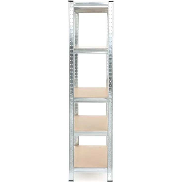 Wiltec Schwerlastregal 120 x 60 x 204 cm, 200kg/Ablage, Steckregal verzinkt aus Stahl, Lastenregal mit 5 Ablagen, Werkstattregal – Bild 9