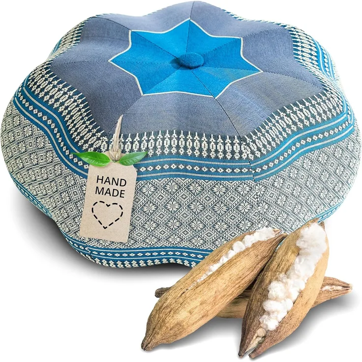 livasia Meditationskissen Zafukissen Stern groß, vegan und handgefertigt, Ø 40x20 cm, Kapok