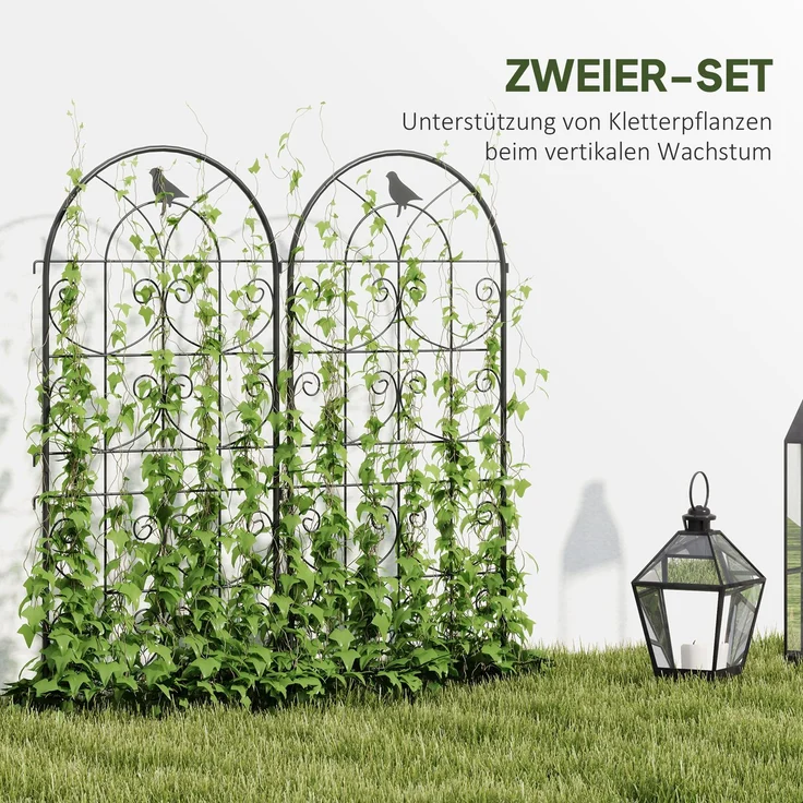 Rankgitter Metall 2er Set zum Stecken rostfrei Rankhilfe mit Vogeldesign für Kletterpflanzen 50x120 cm Spalier für Zimmerpflanzen Pflanzenspalier für Tomaten Blumen Kletterpflanzen Schwarz--Schwarz--50x1.3x120cm--YOUDENOVA – Bild 4