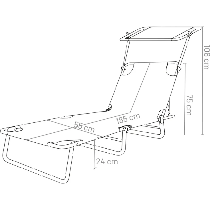 VCM Sonnenliege Dach 917008 Anthrazit L. 185 x H. 24 x B. 55 cm – Bild 5