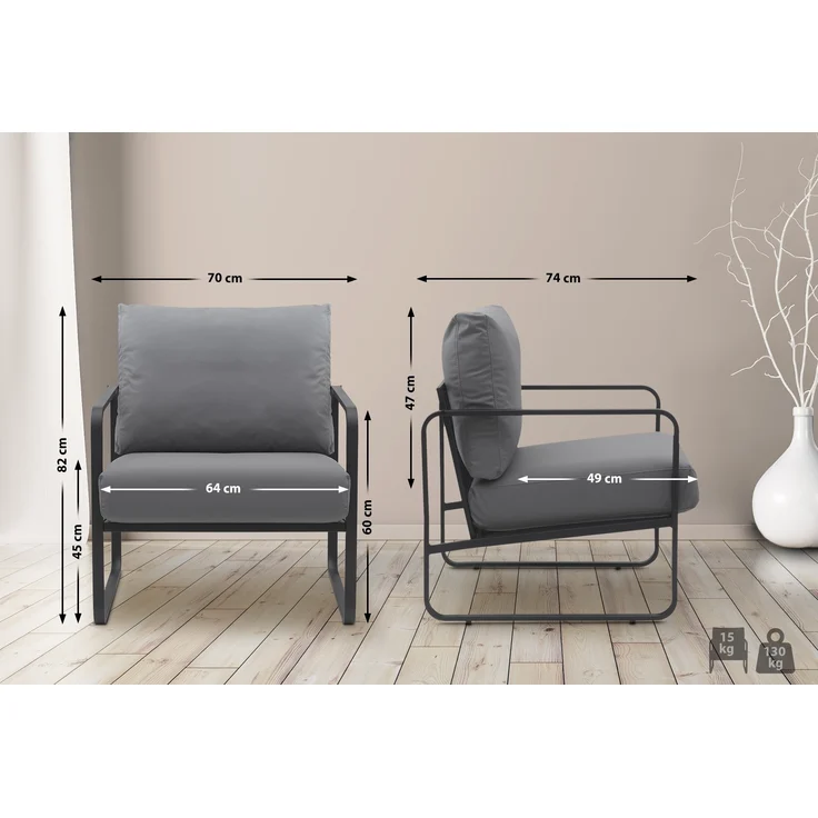CLP Lounger Manea mit Metallgestell,grau Kunstleder – Bild 2