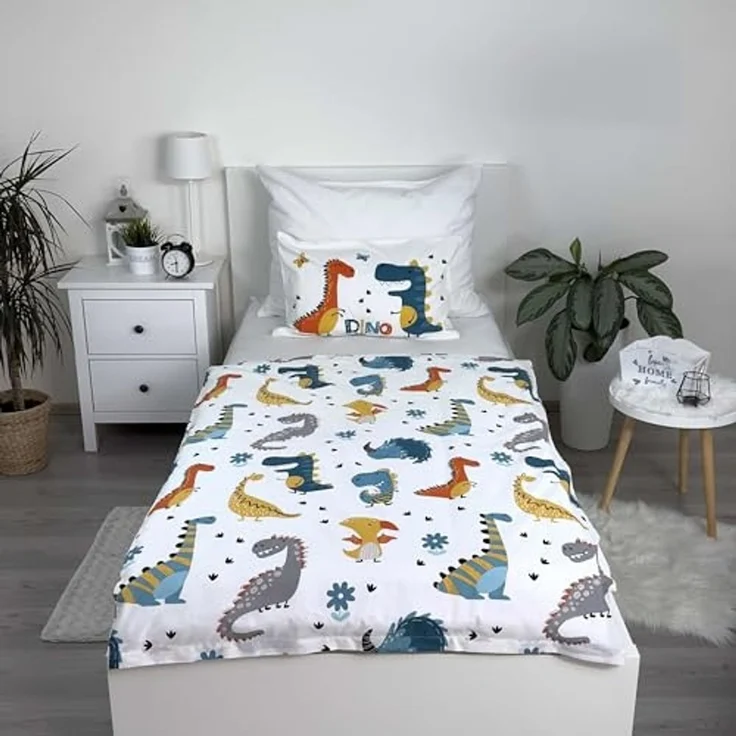 Kinderbettwäsche mit Dino-Design – Bettbezug 100x135 cm & Kissenbezug 40x60 cm – Bild 2