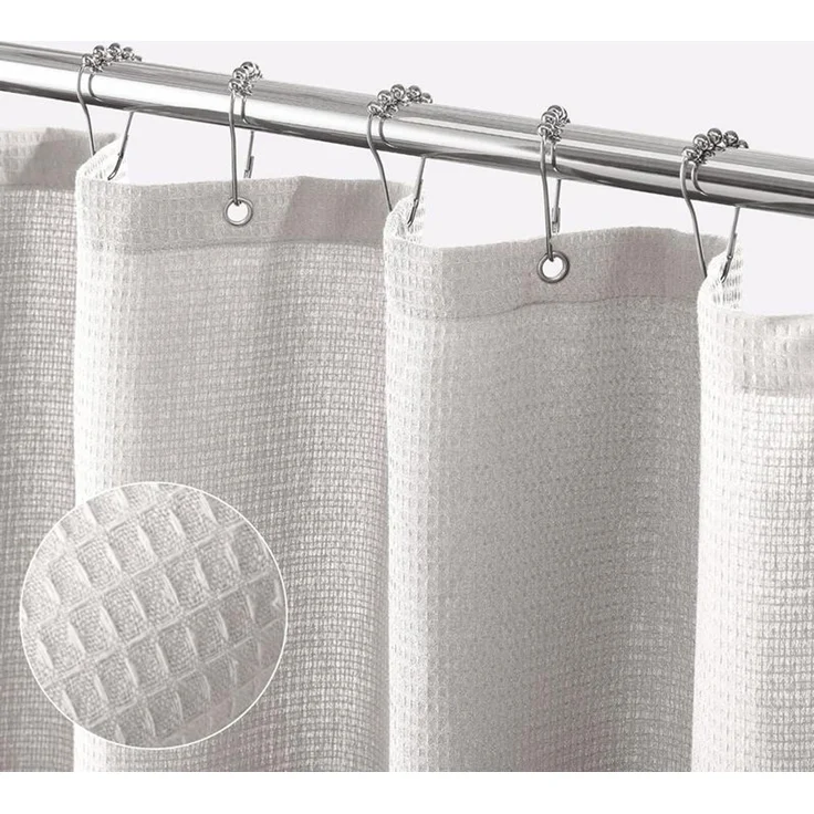 mDesign Luxus Duschvorhang Badewannenvorhang Waffelmuster Polyester Hellgrau – Bild 3