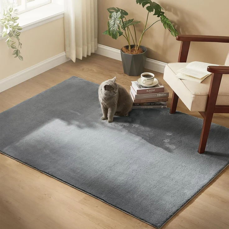 SONGMICS Teppich, 120x170 cm, Wohnzimmerteppich, Rutschfester Teppich, Dekoration, für Wohnzimmer, Schlafzimmer, maschinenwaschbar, modern, Taubengrau TAR012G01