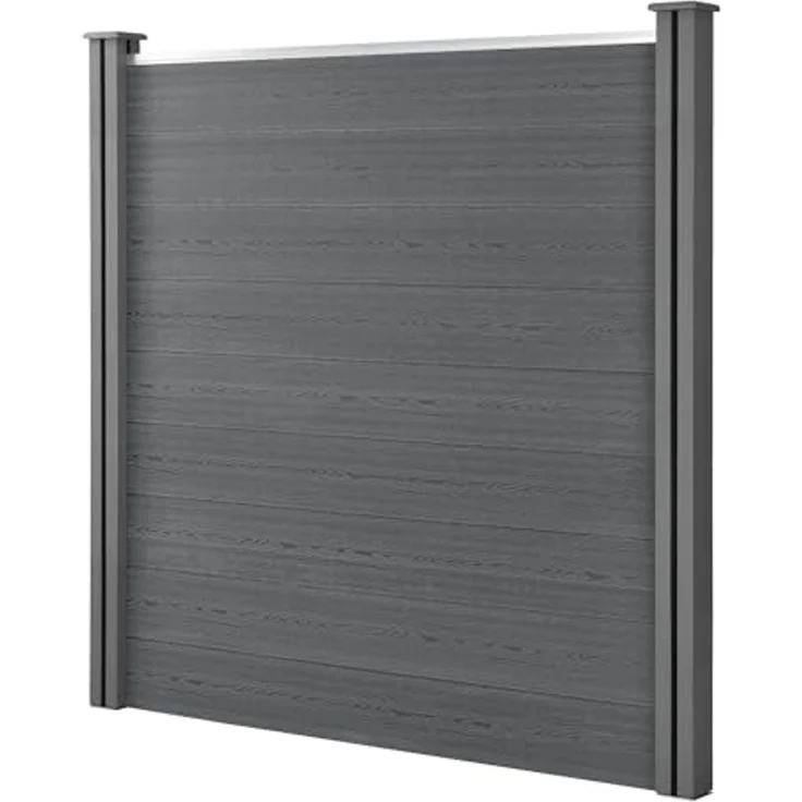 WPC Gartenzaun mit Schrägelement 183x277 cm grau [neu. holz] – Bild 3