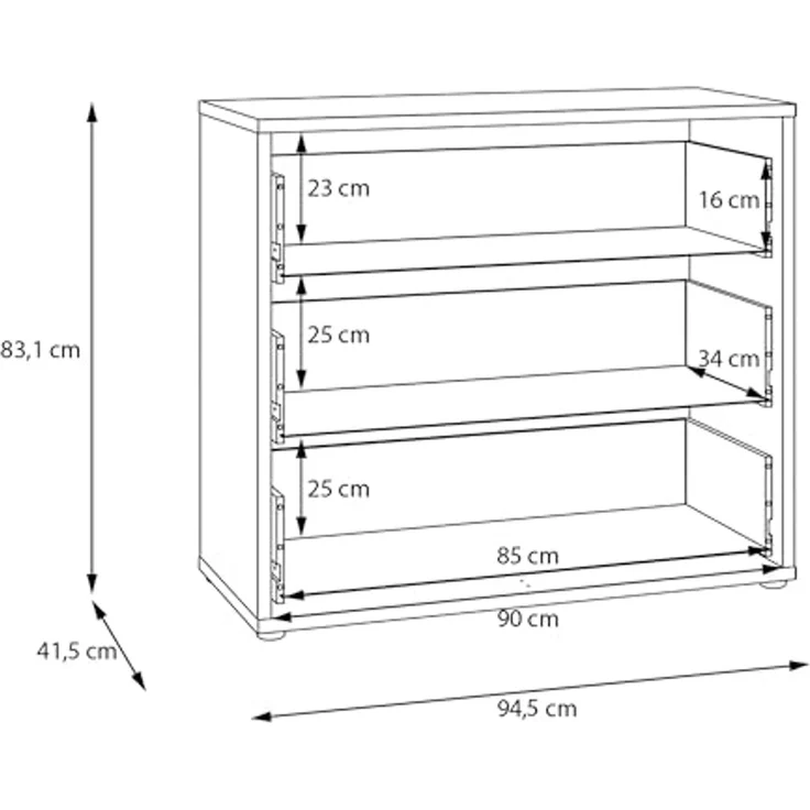 FORTE Kommode Alice Springs, Kommode, 3 Schubkästen B/H/T 94,8/83,1/41,5, Schubkästen mit Vollauszug, grifflos,Push to open – Bild 6