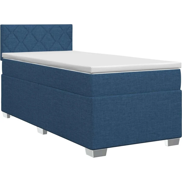 vidaXL Boxspringbett mit Matratze mit Kopfteil Blau 90 x 200 cm Stoff 3450403 – Bild 2