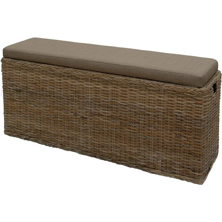 Krines Home Wäschetruhe Breite Sitzbank mit Stauraum Sitztruhe Natur-Rattan Wäschekorb Flur, Sitzbank mit Stauraum