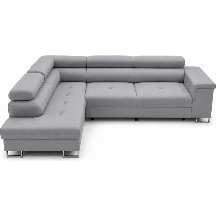 KRISAN MÖBEL Ecksofa L-Form ALVARO in Hellgrau 275 x 90 x 202 cm mit Schlaffunktion und Bettkasten Links – Bild 1