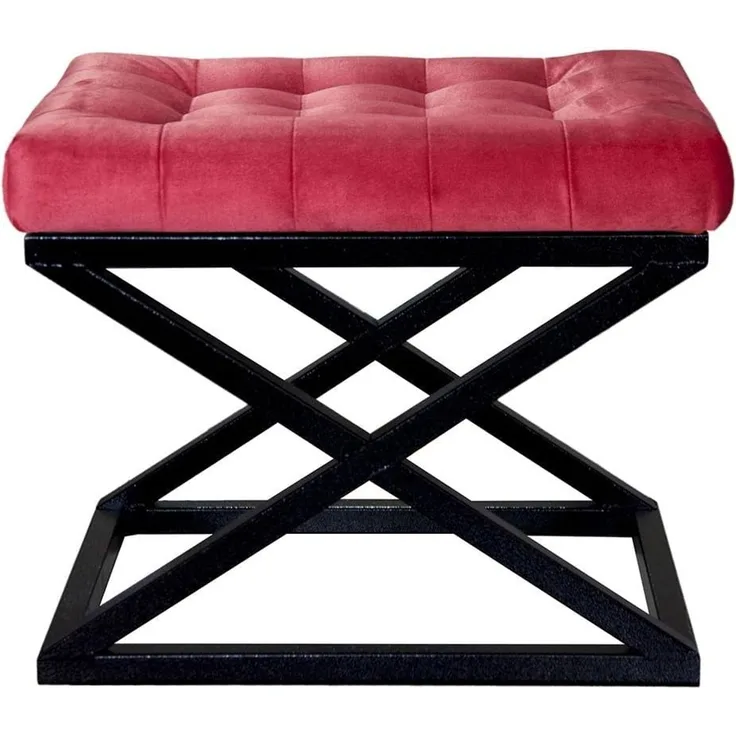 Hanah Home 'Capraz - Black, Red' Pouffe, Schwarz / Rot, 50 x 42 x 40 cm