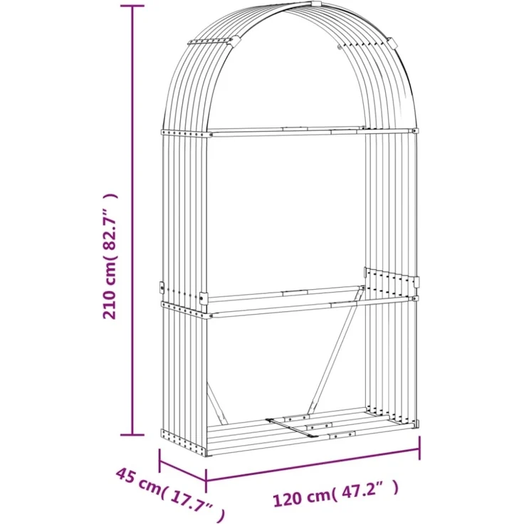 vidaXL Kaminholzunterstand Grün 120x45x210 cm Verzinkter Stahl 364542 – Bild 7