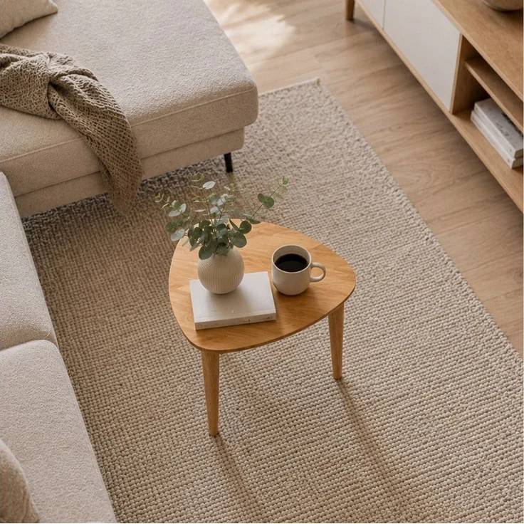 HOOZ Beistelltisch Bambus Sofatisch Dreieck abgerundet Natur – Couchtisch 42 x 41,5 cm (Einzelartikel, 1-St, bestehend aus einem Kaffeetisch), Stilvoller Satztisch aus Bambus für Wohnzimmer und Schlafzimmer – Bild 2