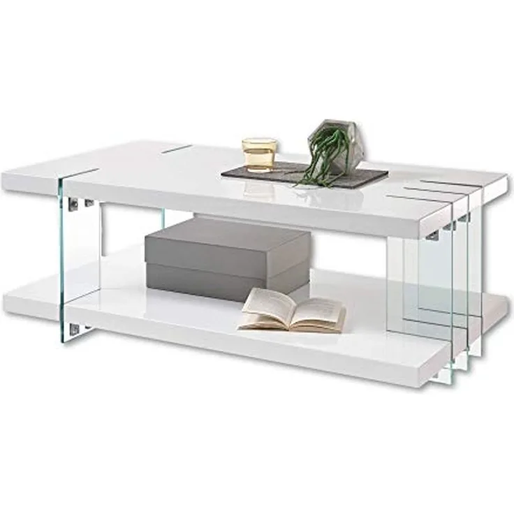 Couchtisch >Dallas< (B/H/T: 110x40x60 cm) in weiß,Glas - 110x40x60 (BxHxT)