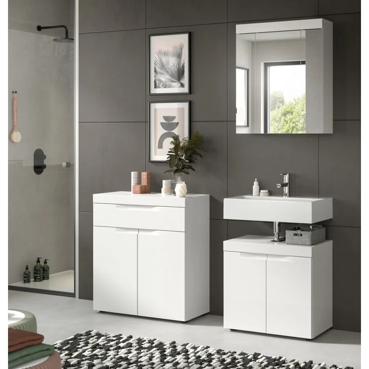 Badmöbel Set in Gusto weiß matt 2-teilig 60 cm – Bild 6