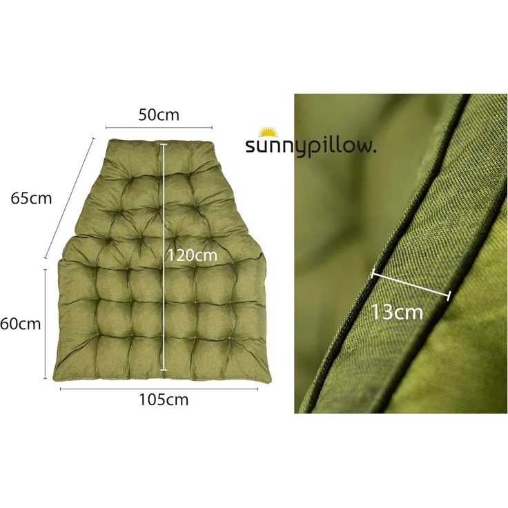 sunnypillow Polsterauflage Hängesessel Kissen - Auflage für Rattan & Polyrattan Hängeschaukel, Grün
