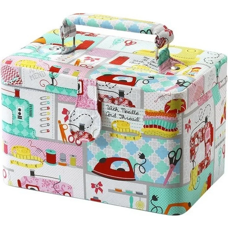 Kobolo Nähkorb Nähkästchen rechteckig multicolor mit Griff (Multicolor) – Bild 4