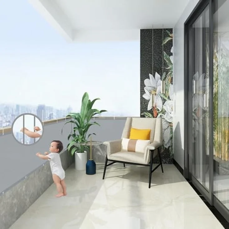 AXT SHADE Balkon Sichtschutz Wetterfest 90x600 cm Balkonverkleidung Balkonabdeckung Balkonbespannung Blickdichte Windschutz und UV-Schutz mit Kabelbinder für Balkongeländer-Hellgrau – Bild 4