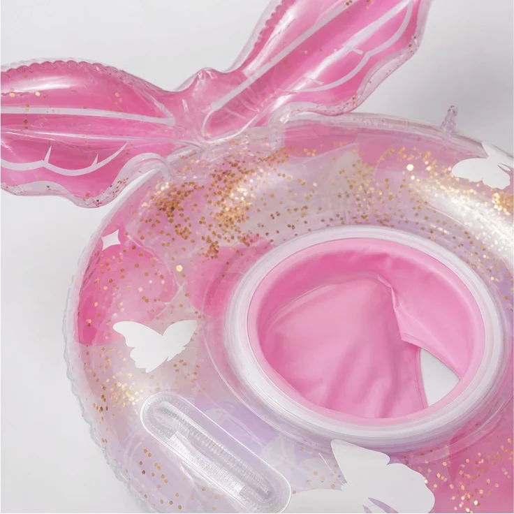 Aufblasbarer Kinder-Schwimmsitz mit Rückenlehne und Griffen, Sternenrosa – Bild 3