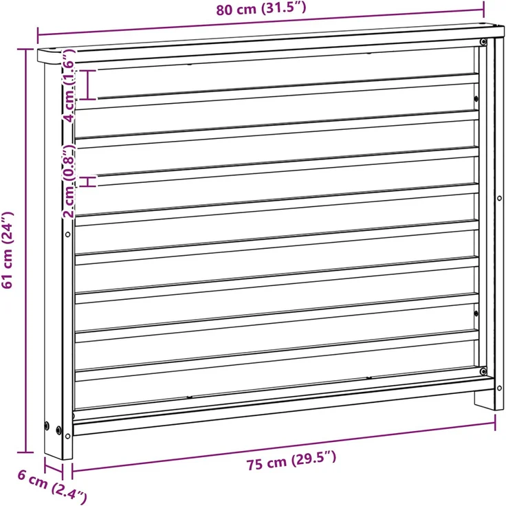 vidaXL Armlehnen Modul 2 pcs Weiß 80 x 6 x 61 cm Massivholz Akazie 901595 – Bild 9
