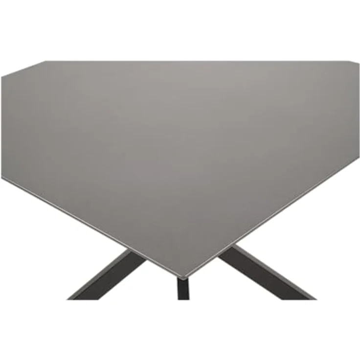 Ambia Garden Gartentisch, quadratisch, 90x90 cm, grau-schwarz, Metall mit Glasplatte, X-Form – Bild 4