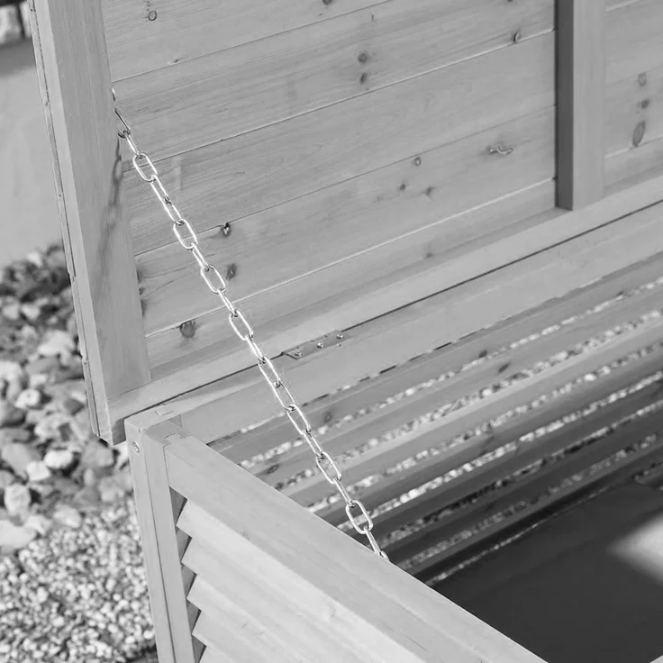 Gartentruhe Holz Grau Kissenbox Auflagenkiste Aufbewahrung Terrasse Outdoormöbel – Bild 7