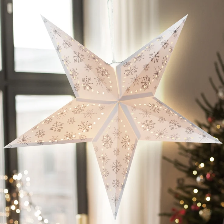 LED Weihnachtsstern, Papier , weiß, 60 cm, X-MAS – Bild 3