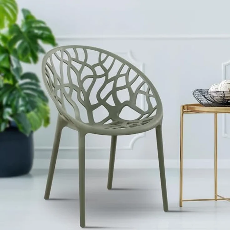 CLP 4er Set 'Hope' Gartenstuhl mit Armlehnen, stapelbar & wetterfest, recyceltem Polypropylen, Oliv – Bild 2