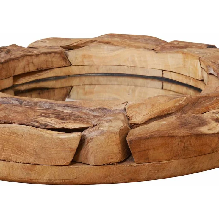 Wandspiegel, Dekorativer Spiegel Teak 60 cm Rund – Bild 6