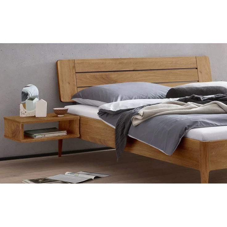 Hasena Bett Busseto Wildeiche natur mit Massivholz-Füßen 200x220 cm, Komforthöhe 25 cm – Bild 3