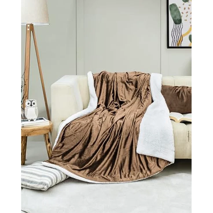 Wohndecke in Lammfell‑Optik - Kuscheldecke flauschig – Sherpa Fleecedecke, Gräfenstayn, Warme Wolldecke & Sofaüberwurf Tagesdecke für Couch & Sofa – Bild 6