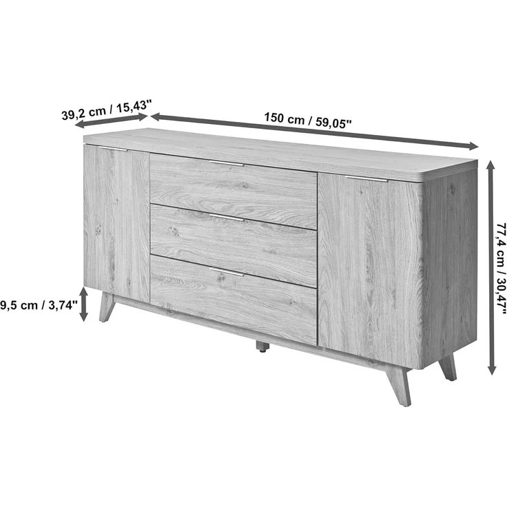 Jahnke Sideboard, Engineered Wood, Montana Eiche Nb, One Size – Bild 3