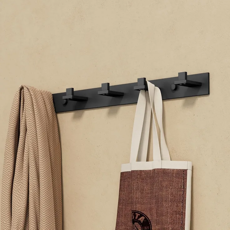 doporro Wandgarderobe Kleiderhaken stabile Garderobenhaken aus Edelstahl 5 Haken Stalo-07, Hochwertiger Edelstahl, matte Oberfläche, verdeckte Schrauben