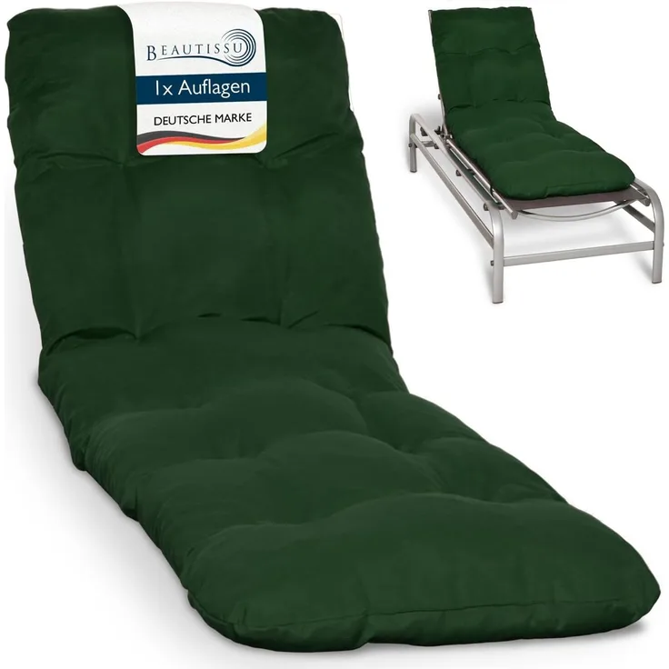 Beautissu Rollliegen Auflage Flair RL dunkelgrün, 190 x 60 x 8 cm