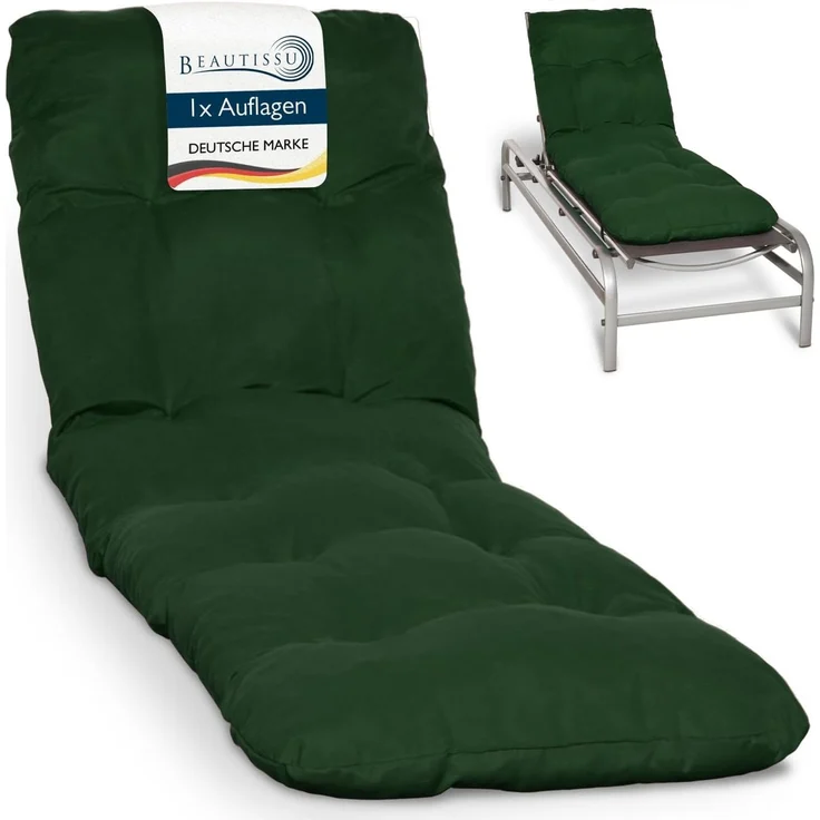 Beautissu Rollliegen Auflage Flair RL dunkelgrün, 190 x 60 x 8 cm