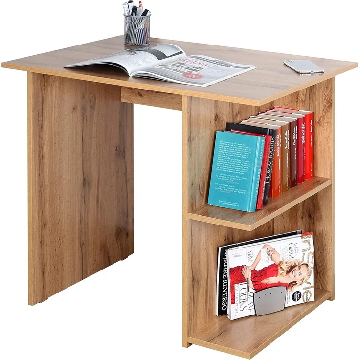 Schreibtisch klein 82 x 76 x 60 cm Eiche braun – Bürotisch Sekretär RICOO WM089-EW