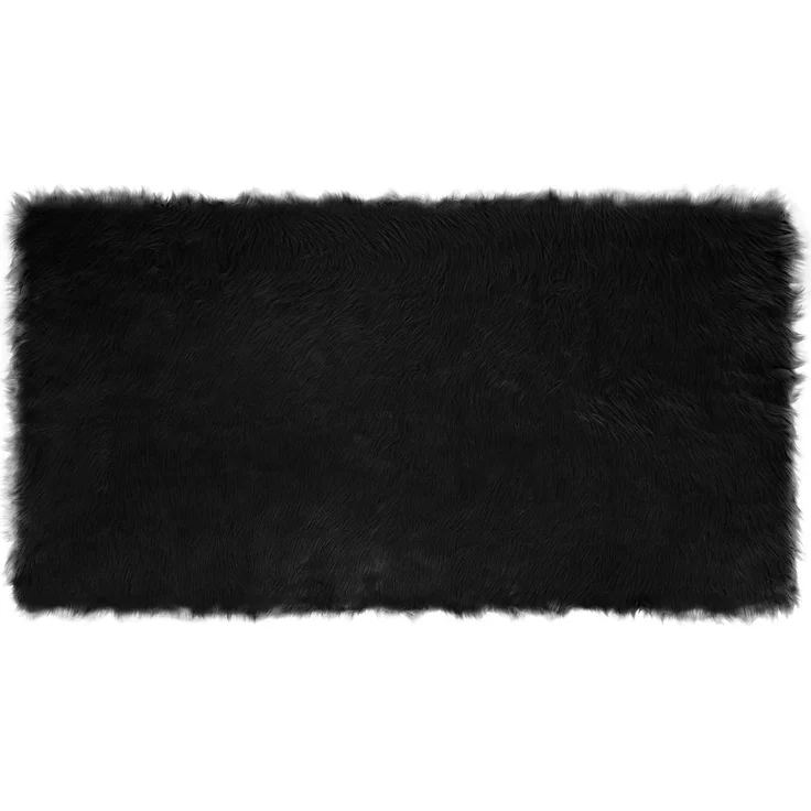 vidaXL Kunstschaffell Teppich Tafalla Schwarz 80 x 150 cm Polyester 42021566 – Bild 1