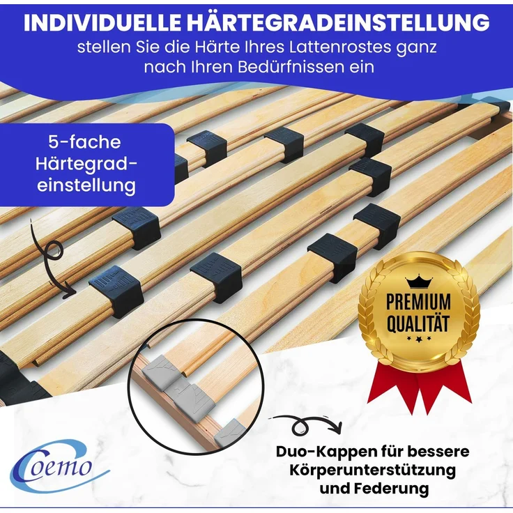 Coemo BASIC Lattenrost 80x210 cm starr nicht verstellbar 30 Leisten zur Selbstmontage – Bild 3