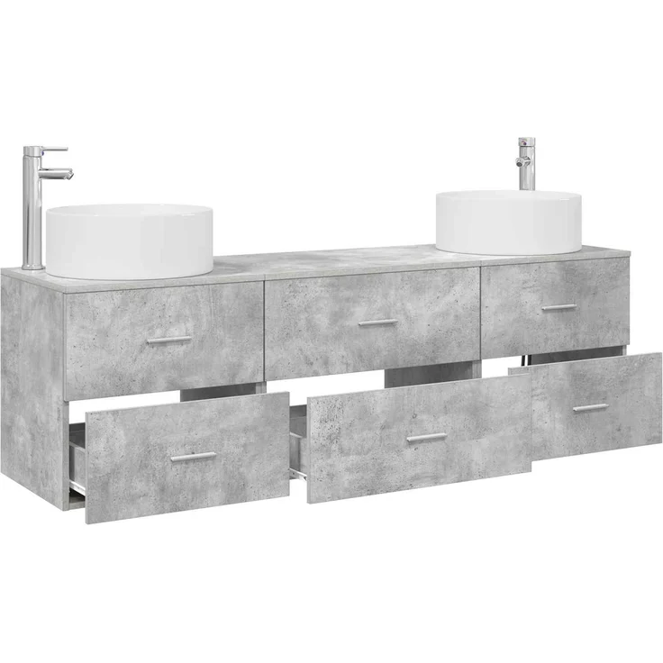 vidaXL Badezimmerschrank-Set 3 stk. Betongrau 161,5 x 44,5 x 80 cm 3405942 – Bild 3