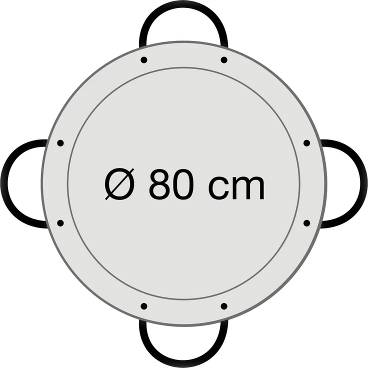 Paella-Pfanne Stahl poliert Ø 80 cm mit 4 Griffen – Bild 3