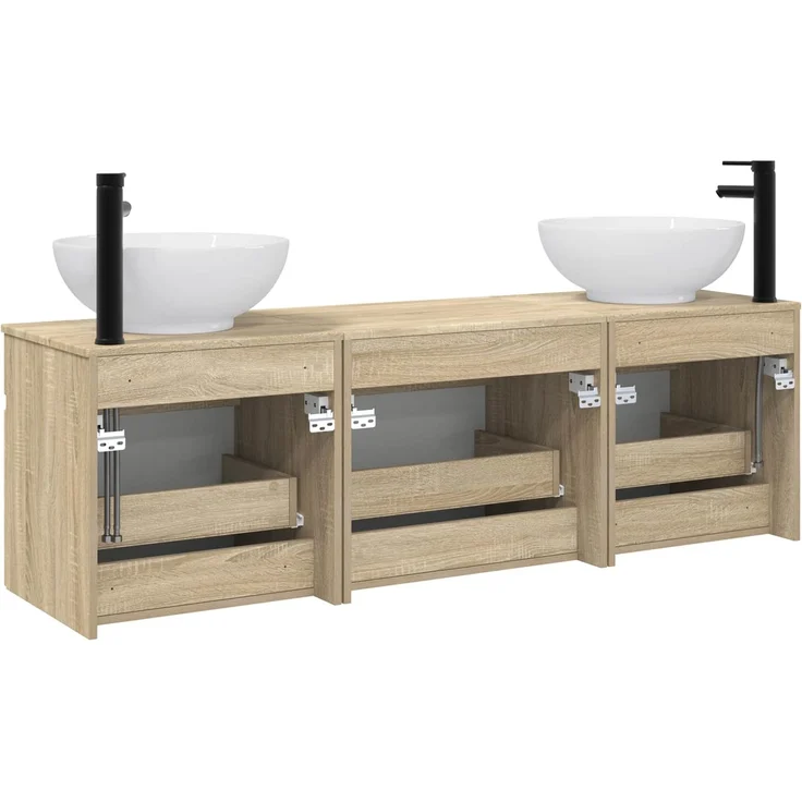 vidaXL Badezimmerschrank-Set 3 stk. Sonoma-Eiche 157 x 44,5 x 80 cm 3405759 – Bild 7