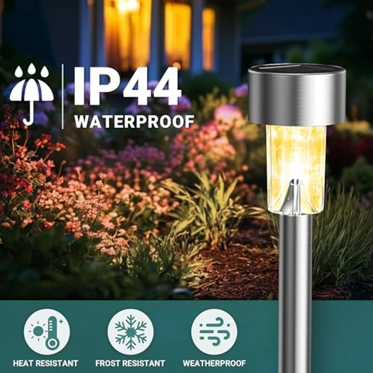 GIGALUMI Solarlampen für außen, Solarleuchten für Garten, 12 Stück, wasserdichte Solar Gartenleuchten für außen Garten, Balkon, Terrasse, Rasen, Wege (Warmweiß) – Bild 5