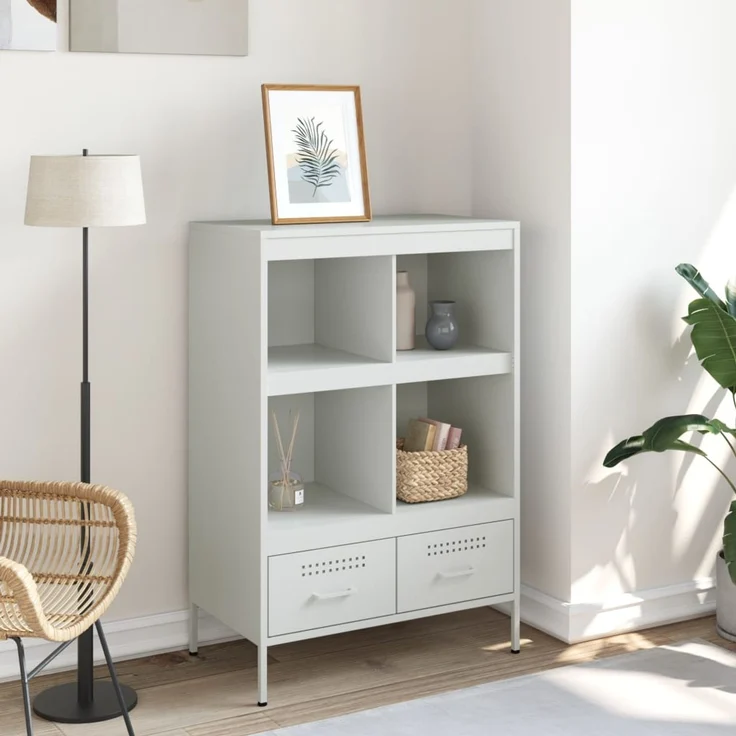 Highboard, BuffetSchrank, Büroschrank Weiß 68 x 39 x 101,5 cm Stahl – Bild 3