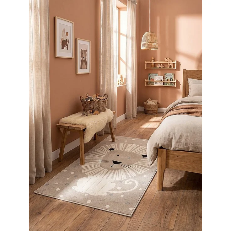 KADIMA DESIGN Kinderteppich VELT Kinderteppich Beige 80x150 Polypropylen Kurzflor Kinderzimmer, Läufer, Höhe: 16 mm, Saugroboter-geeignet, Strapazierfähig, Fußbodenheizung geeignet – Bild 2