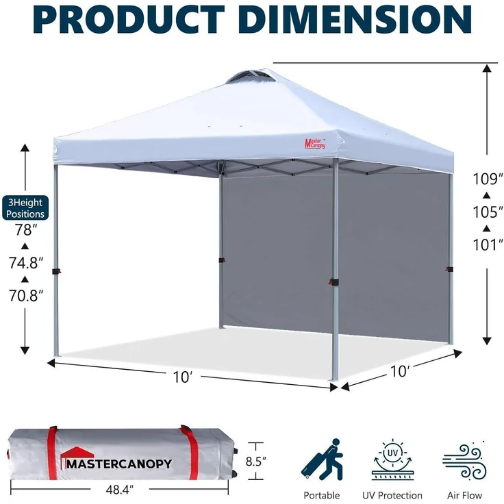 3x3m Pop up Pavillon Faltpavillon Festzelt Partyzelt mit Seitenwand – Bild 5
