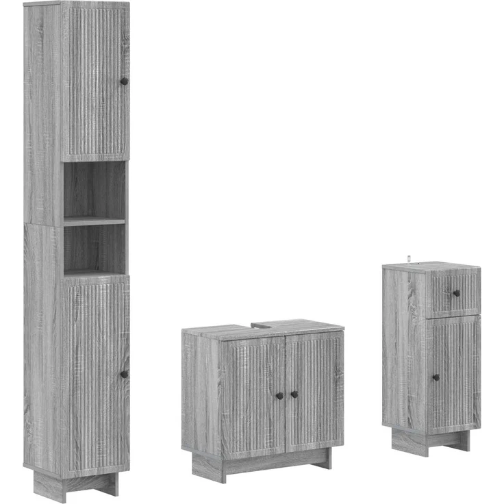 vidaXL 3-teiliges Badezimmer-Schranksystem EDE Holzwerkstoff 3417825 – Bild 1