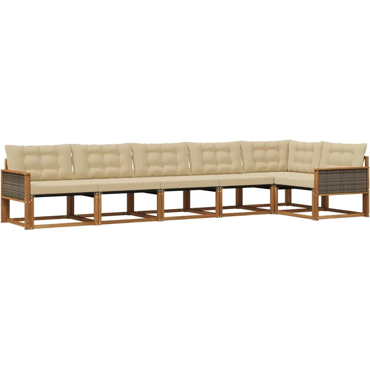 vidaXL Outdoor-Sofagarnitur 6 stk. 6-Sitzer Natur und Beige 3381453 – Bild 2